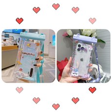 雙扣氣囊手機防水袋觸屏靈敏外賣溫泉手機殻遊泳漂流防水殻通用型 K8U3, 星黛露+玉桂狗【2個裝/觸屏靈敏】, 1個