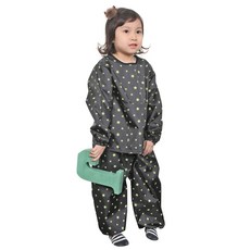 투피스 아동 전신미술가운 / 상하의 미술가운 방수, 블랙그린별