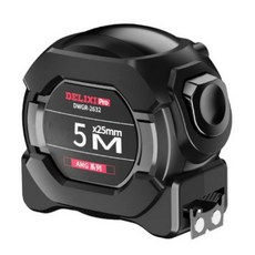 DELIXI 오토락 줄자 5M X 25MM 고정밀눈금 5M줄자 방수 자석 낙하 양면 스마트 고정밀 휴대용 DWGR-2632, 1개