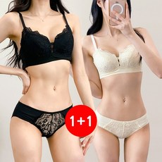 마쿠쿠 1+1 세트 베이직 레이스 여성 속옷 세트 후크 브라렛 브라팬티세트