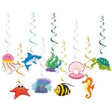 바다 아래 테마 생일 파티 장식 고래 불가사리 배너 가랜드 걸이, 1개, 34. Spiral Pendant