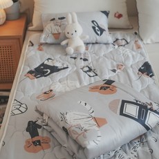 棉床本舖 貓咪盆栽兒童睡墊三件組 含四季被/睡墊/枕頭 台灣製 幼稚園睡袋 午睡用 兒童睡袋