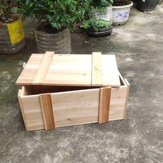 우드박스 수납함 와인 보관함 오동나무 견고한 고급스러운, 42 x 26 x 18, 내추럴 우드 폴리싱