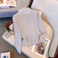 여성용 반목폴라 셔츠 가을겨울 긴팔 티셔츠 상의