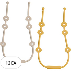 아이벨류 실리콘 멀티 스트랩 홀더 2종 세트, 노꼭지, 12세트, 샌드 + 머스타드