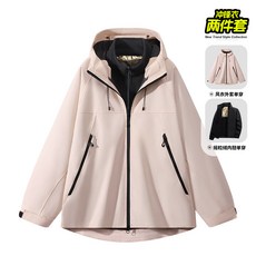 三合一冬季戶外防水防刮透氣登山情侶內膽搖粒絨沖鋒衣外套 短款保暖棉服