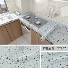 大理石紋自粘壁貼 廚房防油翻新貼紙, 1個, 碎星岩白【鋁箔防油耐高溫】,【500公分長*60公分寬】長度連著發