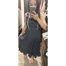 韓版花店女孩圍裙，長款美容圍裙，荷葉邊設計, 灰色