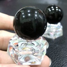 黑曜石球 附水晶底座, 黑
