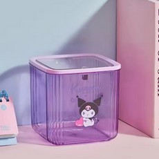 쿠로미 투명 원터치 휴지통 화장대 책상 차량용 쓰레기통 귀여운 정품, 산리오 쿠로미 투명 원터치 휴지통 수납함