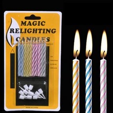 生日蠟燭 吹不滅 魔法蠟燭 10支/入, 1個, 吹不滅10入