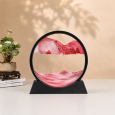 미츠케 3D Quicksand 무빙 샌드아트 모래 액자 흐르는 인테리어 소품 홈 장식품, 1개, 블랙-핑크