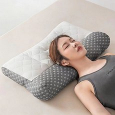 RUMER 경추베개 메모리폼 거북목 목디스크 전용 숙면 낮은베개 인체공학 코골이 베개 48x74cm, 1개, 그레이 화이트
