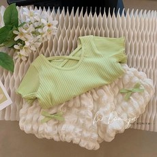 女童夏裝套裝 韓版時髦短袖花苞褲甜美夏季兩件套