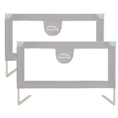 Mommywant 多檔升降床護欄 無縫壓床設計 安全材質 方便拆洗, 亞麻灰2片L型6.2*3