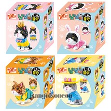 [오로라](산골소년)냥냥이 나노 블럭 놀이 교육용 고양이 조립 완구, 1개