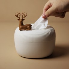 QUALY 鵝卵石衛生紙盒(S/L)-共12款《WUZ屋子》面紙盒，多色可選，簡約風格，居家收納好幫手, S(森林鹿)