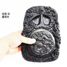 벼루 서예 돌벼루 원형 칠성연 먹그릇 남포석 문양, 1개, 기본 색상