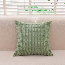 聖誕抱枕燈芯絨靠墊套提花沙發大胖條枕套40x40cm現代簡約風格, MS-豆綠色