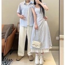 커플 시밀러룩 티셔츠 휴양지 여행 웨딩촬영 호캉스 드레스 반팔 원피스 패밀리룩 하와이안 긴팔