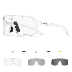 SCVCN 포토크로믹 사이클링 글래스 스포츠 선글라스 클리어 MTB BMX 남성 러닝 여성 DZ S62, White Frame, 1개