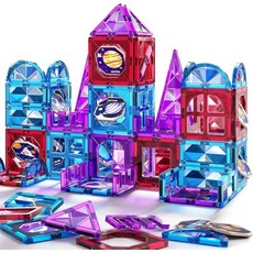 MSKOLER 80 PCS 마그네틱 블록 타일 3세 4세 5세 6세 7세 8+ 유아용 빌딩 세트 3-5 4-8 스태킹 소년 및 소녀용 교육용 건설 장난감 창의적인 놀이 생일 선물, 80 Pieces