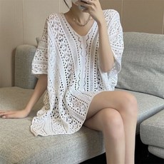 비워크 휴양지룩 임산부수영복코디 바캉스룩 그물니트 그물옷