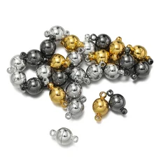 원형 마그네틱 걸쇠 커넥터 금속 비드 펜던트 DIY 팔찌 목걸이 쥬얼리 제작 액세서리 10 세트 6mm 8mm 10mm, 02 6mm, 03 Multicolor