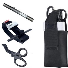 플레이트 응급의료 T 파우치 스타일 지혈대 탄성 스피리투스 캐리어, 1개, 나일론 막대-75cm 펜 포함