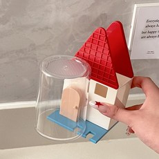 DFMEI ins風可愛牙刷置物架壁掛上牆免打孔放漱口杯倒掛學生牙刷收納架, 1個, 房子置物架