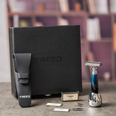 FREED 雙刃式刮鬍刀尊爵四件組禮盒 - 銀河藍 週年紀念 生日禮物, 1個, 不需刻字, 10