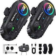 오토바이용 무선 헬멧 인터콤 시스템 | 400m(1600피트) 오토바이 헬멧 블루투스 헤드셋 통신 40시간 재생 방수 FM 라디오 음성 어시스턴트 | 초박형 1.2cm, 2 way intercom