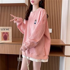 임산부 봄가을 루즈핏 레이어드 맨투맨 중장기장 빅사이즈 티셔츠