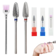 3 팩 3/32" 5 in 1 네일 드릴 세트 텅스텐 카바이드 큐티클 리무버 및 클리닝 브러시가 포함된 안전 비트 매니큐어 전문가용 거친 드릴 살롱 페디큐어 젤 폴리싱
