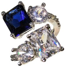 925 스털링 실버 크리에이티브 여성용 빈티지 사파이어 아이스 플라워 컷 AAA 큐빅 지르코니아 반지 럭셔리 패션 프로포즈 반지 웨딩 선언 칵테일 오프닝 조절 가능한 반지 62