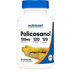 Nutricost 폴리코사놀 100mg 120캡슐 - 글루텐 프리 GMO 프리 채식주의자 친화적, 120정, 1개