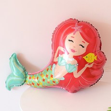 인어공주 핑크 헬륨 풍선 파티 이벤트 장식 76x48cmRAM, 1개, 헬륨풍선-인어핑크