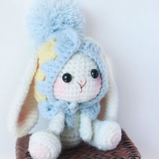 티류으스 1+1코바늘뜨기 도안 DIY 키링 만들기 토끼 파란색 뜨개질 세트 ZH, 하늘색 터번 소재 패키지1+1, 1개