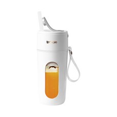 ankale 便攜式榨汁杯，電動，附吸管，家用戶外果汁杯, 白色【送吸管】, 400Ml雙電池、十刀頭