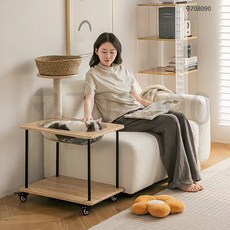 708090 애완 동물 테이블 소파 소형가구 고양이 이동식 사이드테이블, 1개, 원목색