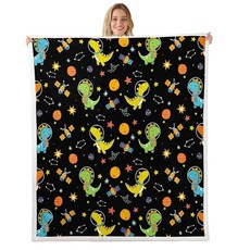 137812 Erosebridal Kawaii 공룡 플리스 담요 127x152.4cm(50x60인치) 우주 셰르파 | 만화 행성 별 퍼지 플러시 담요 침실 거실 우주선 별자리
