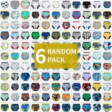 빅 엘리펀트 랜덤 컬러 트레이닝 바지 6팩 남녀 공용 배변 속옷, Multicolored C (Boys)-6 Pack, 5-6 Years
