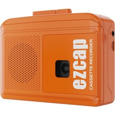 휴대용 카세트 플레이어 레코더 내장 마이크 및 스피커가 있는 레트로 테이프 USB-CAA 전원 3.5mm 오디오 잭 음악 재생 음성 녹음용 순수 아날로그 사운드 촉각 기계식 버튼, 오렌지, 이지캡247