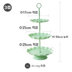 유럽풍 케이크 스탠드 돌잔치 3단 핑크 파티 웨딩 25x19 빈티지, 1개, I.불량품녹색150023겹