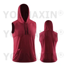 남성용 스포츠 후드 루즈 피트니스 등산 의류 민소매 조끼 속건성 메쉬 농구 러닝 탑 M L XL
