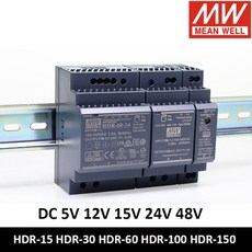 MEAN WELL DIN 레일 전원 공급 장치 5V 12V 15V 24V 48V HDR-15 HDR-30 HDR-60 Meanwell 슬림 LED 드라이버 HDR-100, 12v Hdr-150 85-264v