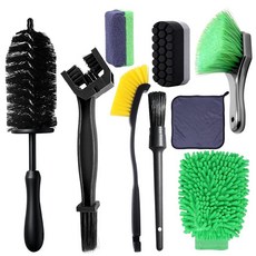 9팩 오토바이 클리닝 키트 체인/타이어/휠/엔진 브러시 오버럴 클리너 도구 하드 리치 브러시 워시 장갑 타월 어플리케이터 폴리싱 스폰지 자동차 자전거용 체인 키트, 9팩 오토바이 클리닝 키트, 체인/타이어/휠/엔진 브러