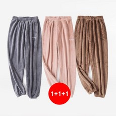 마쿠쿠 1+1+1 세트 융 밍크 수면 바지 여성 잠옷 홈웨어