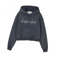 브랜드정품 와키윌리 WACKY WILLY 우먼스 스노우워싱 그래픽 크롭 후디 네이비 207659