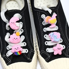 귀여운 핑크 소녀 케릭터운동화 슈참 신발 클립 6pcs세트